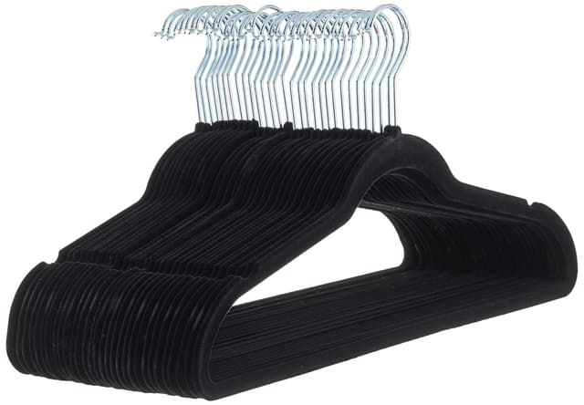 👔👗 Amazon Basics Samtbügel für Anzüge, 30er-Pack, Schwarz Schwarz 30er-Pack ohne Krawattenhalter - Angebot