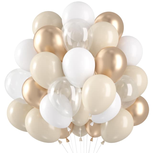 Luftballons Beige Weiß, 60 Stück 🎈🌟