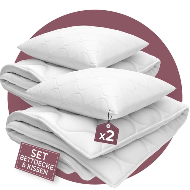 🌙 EVAN BROWNS® Bettenset 135x200 4teilig - Made in EU - Bettdecke 135x200 Set mit Kissen 🌟