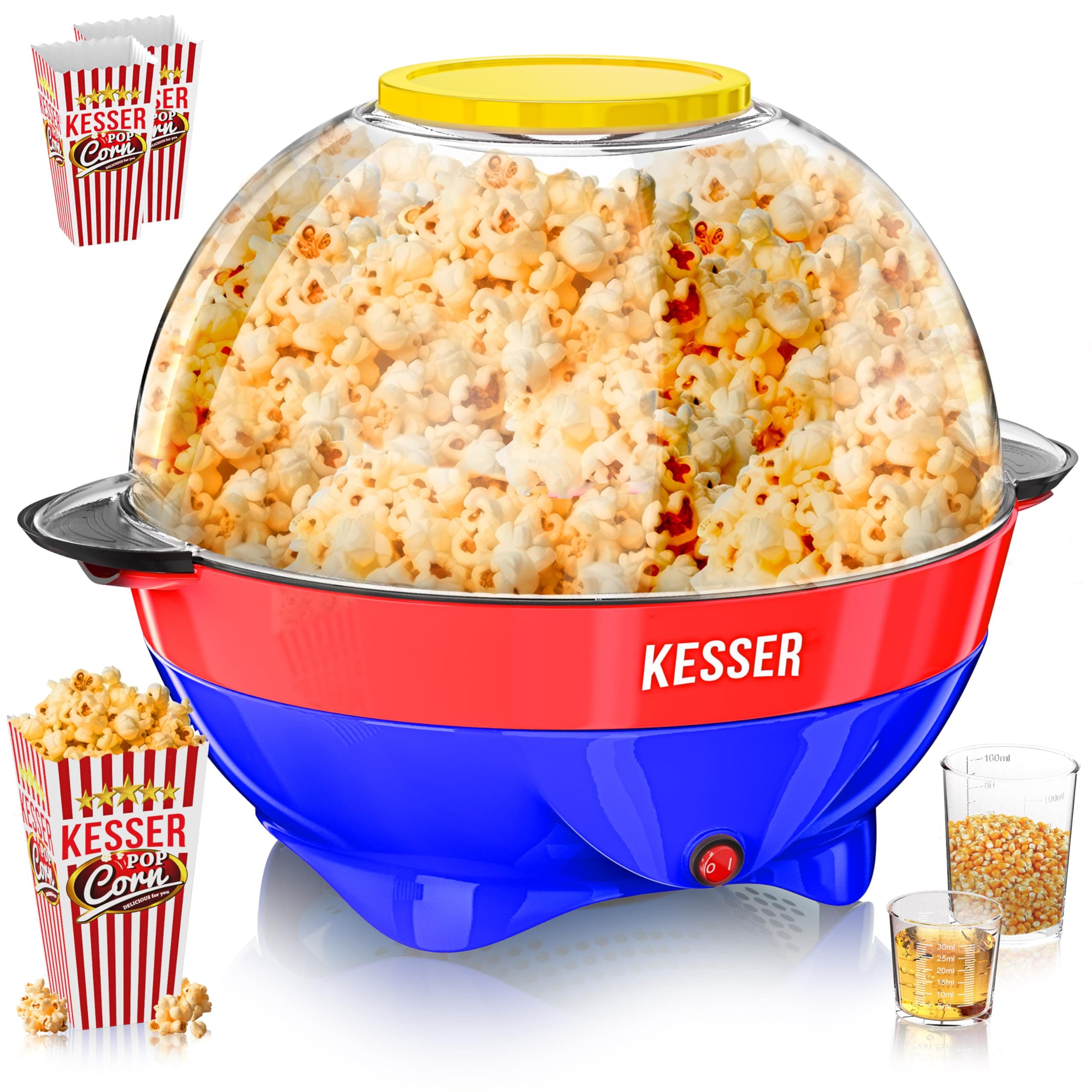 🍿 KESSER® Große Popcornmaschine 800W | Popcorn-Maker 5,5l Inhalt 🍭