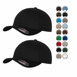 🧢 2er Flexfit Unisex Wooly Combed Cap Baseball Caps graue Unterseite S M L XL XXL Basecap Mütze L-XL 2x Schwarz-Schwarz + 1x HL-Kauf Notizblock Deal