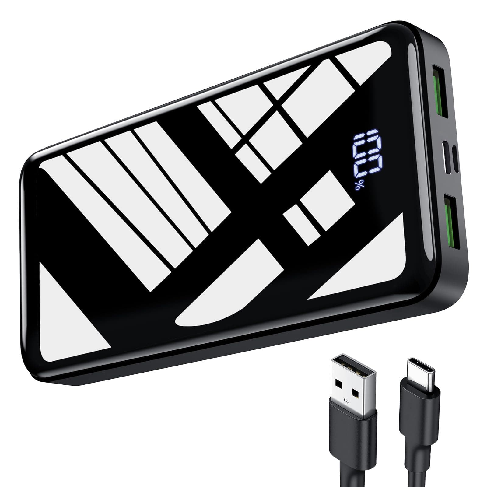 🔋📱 Power Bank 27000mAh, 22,5W PD20W USB-C Powerbank Tragbares Ladegerät Schwarz