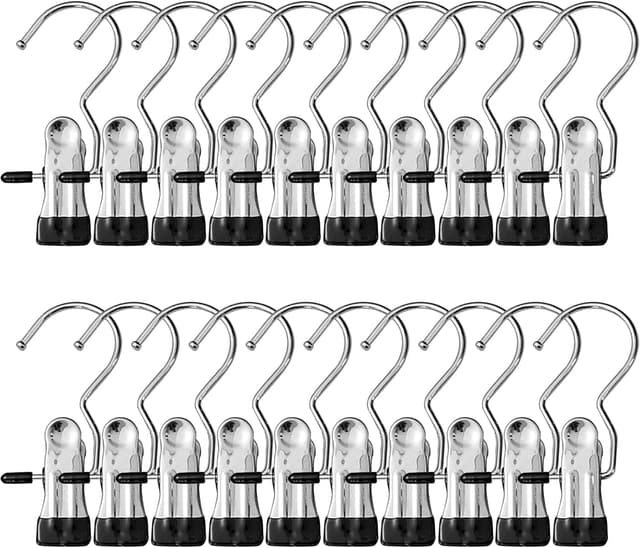 🌟 Angebot: 20 Stück Edelstahl Wäscheklammern - Rutschfeste Haken und Platzsparend 🌟