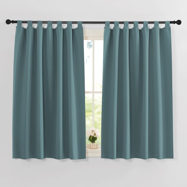 🌟 PONY DANCE Kurze Gardinen Kinderzimmer Fenstergardinen mit Schlaufen Vorhang Hitzeschutz Verdunklungsvorhänge Wohnzimmer Schlaufenschal 2er Set H 145 x B 140 cm, Arktisches Blau 🌟