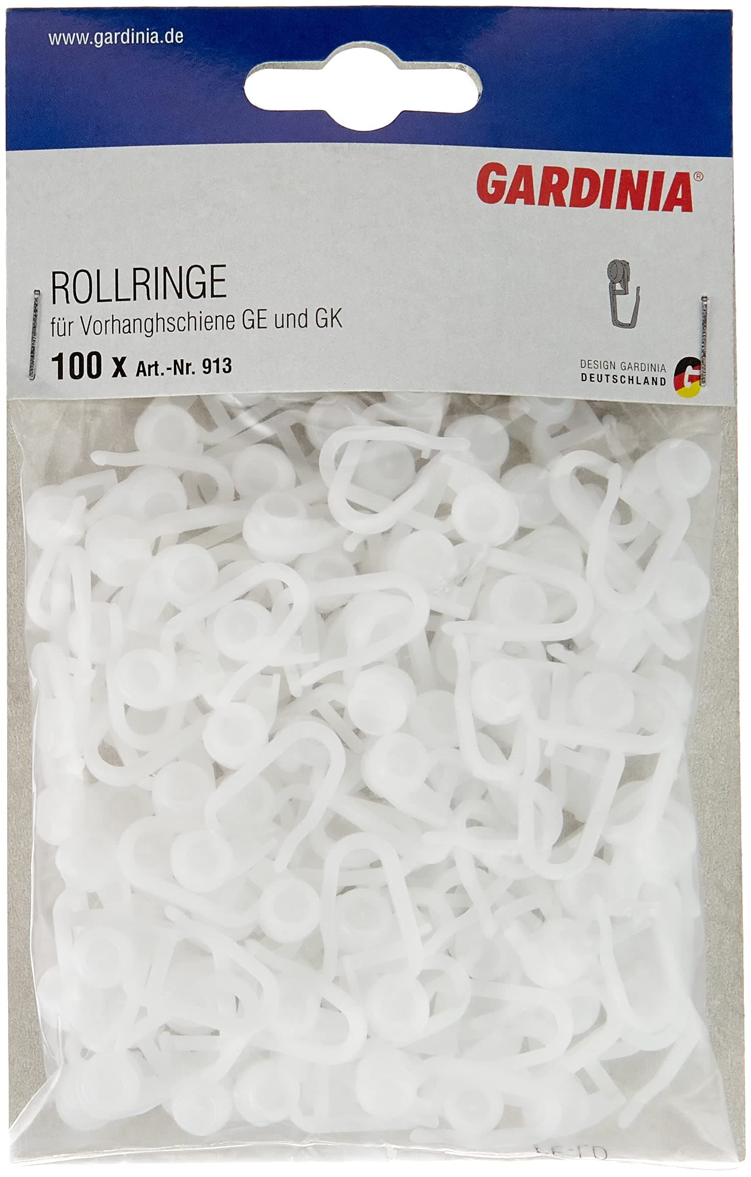 🎉 Super Angebot: Gardinia Rollringe für Vorhangschienen GE und P2Ü, 100 Stück, Weiß 100er Set 🏠