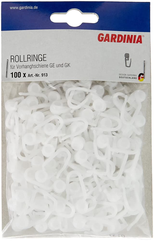 🎉 Super Angebot: Gardinia Rollringe für Vorhangschienen GE und P2Ü, 100 Stück, Weiß 100er Set 🏠