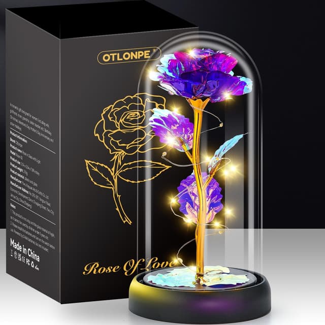 Ewige Rose im Glas mit LED Licht - Muttertagsgeschenk für Mama Oma