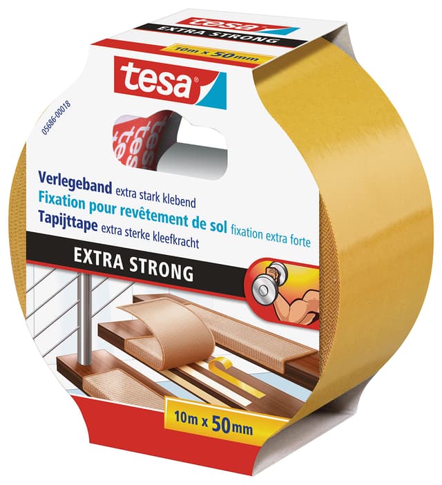 tesa Verlegeband extra stark klebend - Doppelseitiges Klebeband zum Verlegen von Teppich und PVC-Belag 🏠🔧