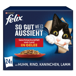 🐱 FELIX So gut wie es aussieht Katzenfutter nass Geschmacksvielfalt vom Land in Gelee 4er Pack