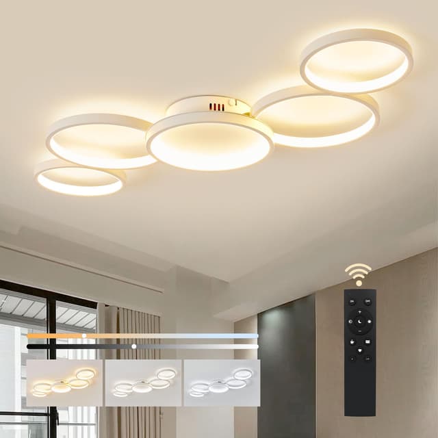 BAYHT Deckenleuchte LED Wohnzimmerlampe ⭐ Dimmbar 50W 6000LM mit Fernbedienung ⭐