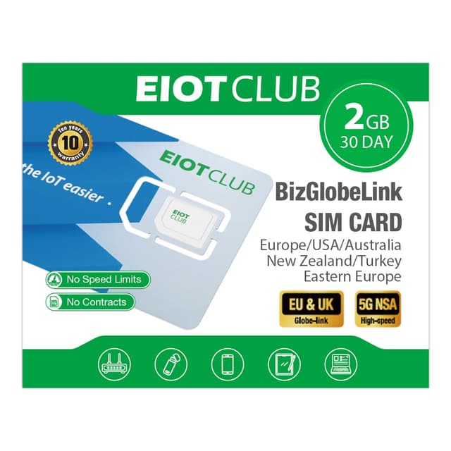 🌍 EIOTCLUB Globale SIM-Karte, 2GB Daten | 30 Tage 📶