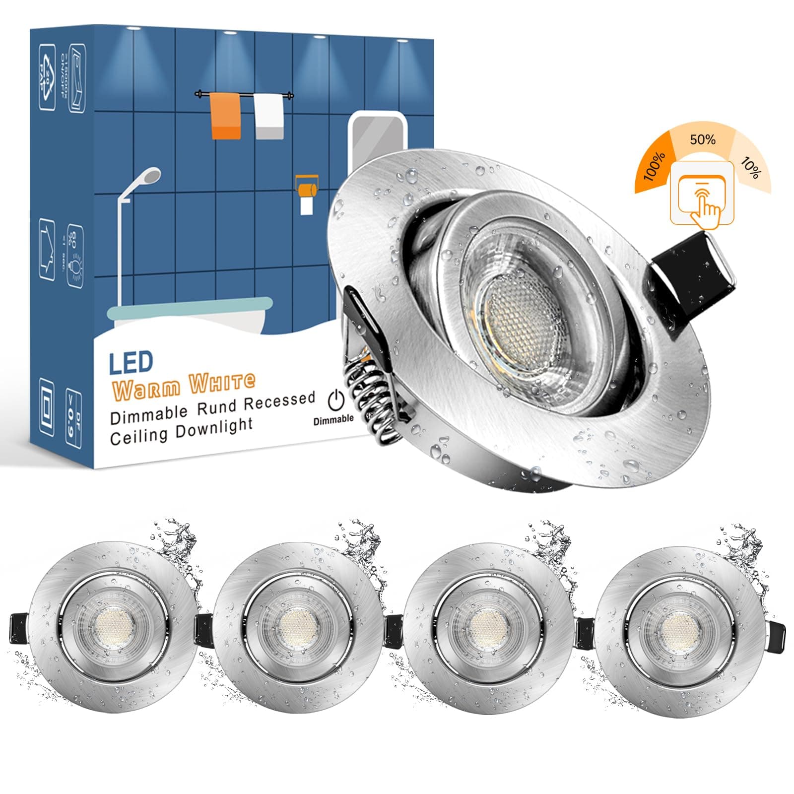 🌟 Super Deal! LED Einbaustrahler - 3 Stufig Dimmbar - IP44 Spritzwassergeschützt 🌟