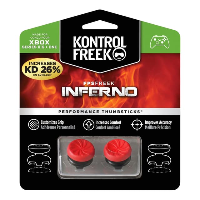 🔥 KontrolFreek FPS Freek Inferno für Xbox One und Xbox Series X Controller - Performance Thumbsticks - 2 High-Rise Concave - Rot 2025 Edition