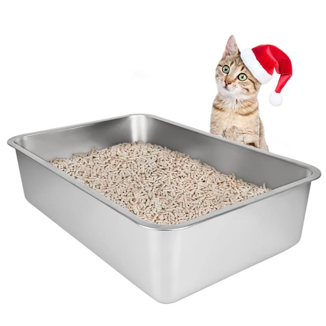 🐱 IKITCHEN Große Katzentoilette Edelstahl(50×35×15cm) 🐰