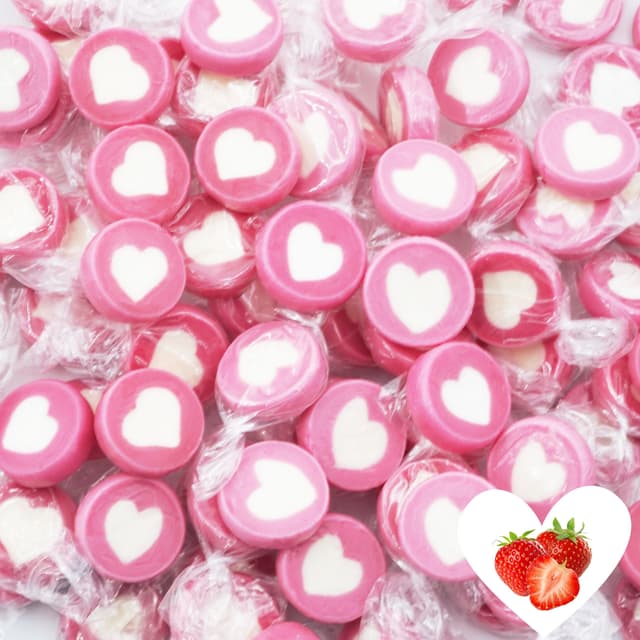 EinsSein 0,5kg Herzbonbons rosa-weiß 🍬 | 500g handgemachte Rocks Bonbons