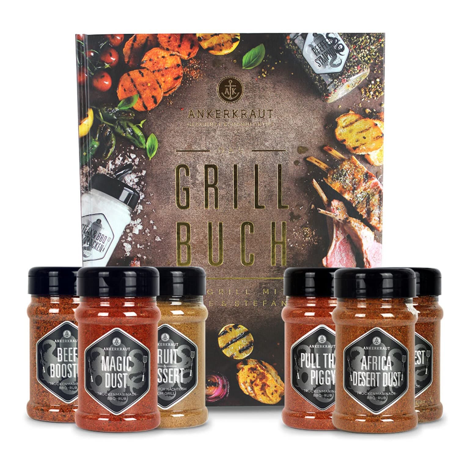 🔥 Ankerkraut Grillbuch-Set mit 6 Streuern, 1320g Gewürze + Buch im Bundle - Single 🔥