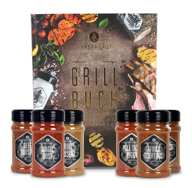 🔥 Ankerkraut Grillbuch-Set mit 6 Streuern, 1320g Gewürze + Buch im Bundle - Single 🔥