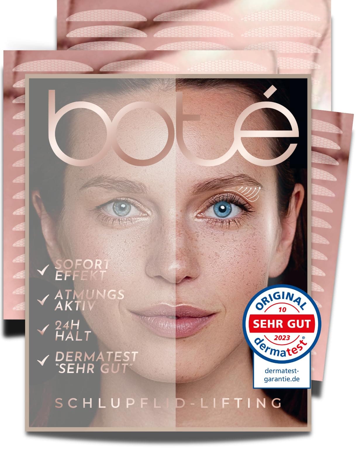 BOTÉ 144 Schlupflider Stripes unsichtbar & atmungsaktiv (M) - Lidstraffung Strips für strahlende Augen