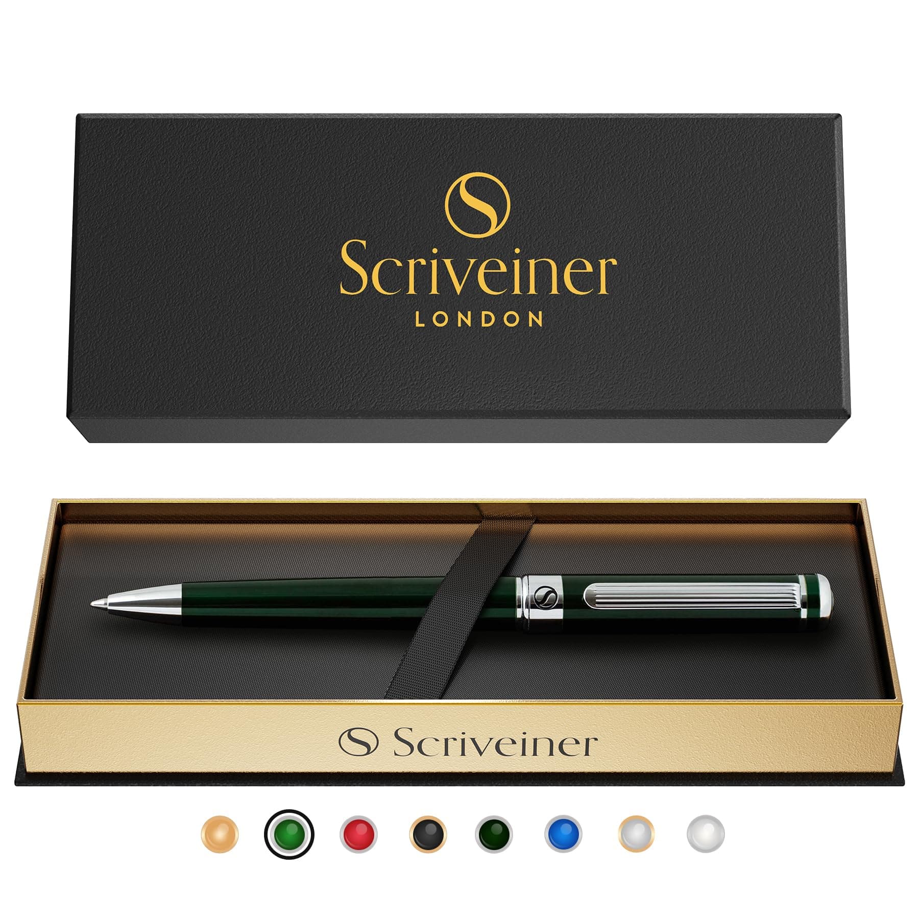 Scriveiner Kugelschreiber Britisch Renngrün - Luxus Kuli mit Chromveredelung 🖋️🇬🇧