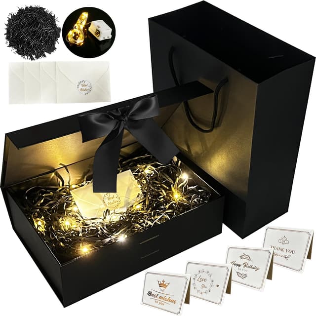 YeahBoom Geschenkbox Mit Schleife, Kiste+Tasche+Farbband+Licht - Valentinstag Geschenkverpackung 🎁