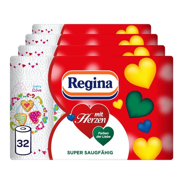 Angebot: Regina mit Herzen Haushaltstücher 3-lagig, 32 Rollen-Packung 💌