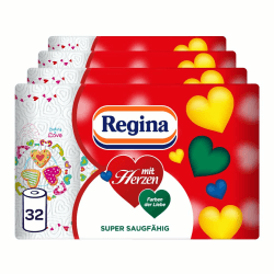 Angebot: Regina mit Herzen Haushaltstücher 3-lagig, 32 Rollen-Packung 💌