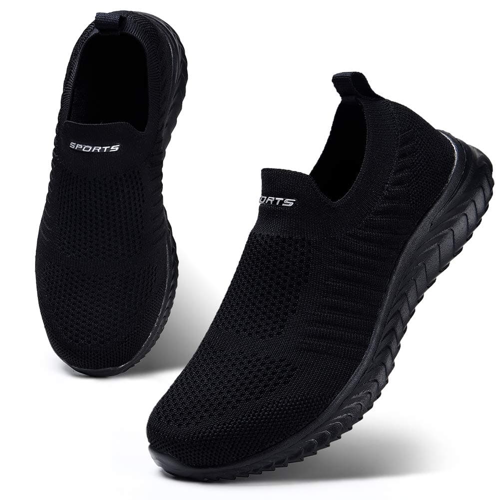 👟🌟 HKR Damen Slip On Sneaker Memory Foam Turnschuhe Sportschuhe 41 EU Schwarz