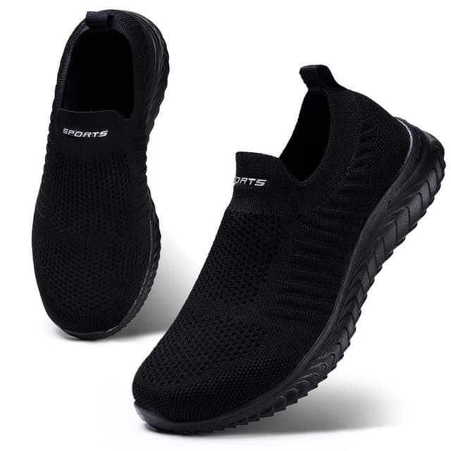 👟🌟 HKR Damen Slip On Sneaker Memory Foam Turnschuhe Sportschuhe 41 EU Schwarz