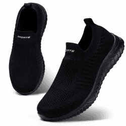 👟🌟 HKR Damen Slip On Sneaker Memory Foam Turnschuhe Sportschuhe 41 EU Schwarz