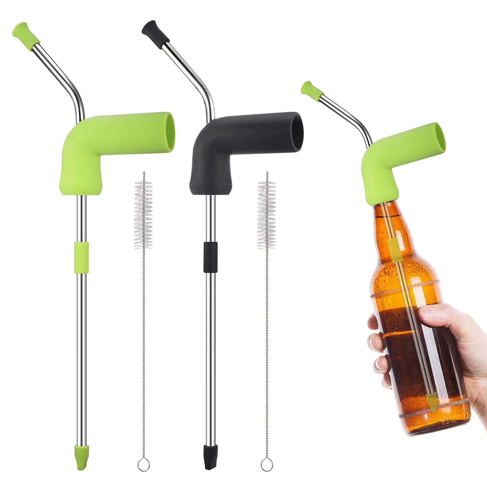 🍺🌊 2 Stück Bier Schnorchel - Bier Bong Trichter & Reinigungsbürsten