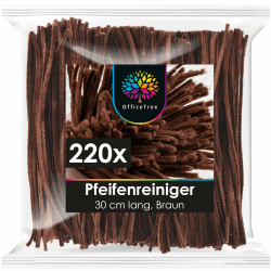 🎨 GROSSPACKUNG OfficeTree 220 x Pfeifenreiniger Braun - 30 cm - Chenilledraht Braun - Bastelspaß! 🌟