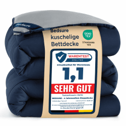 BEDSURE Bettdecke 155x220 Ganzjahresdecke Steppdecke - 🛏️ Bettdecke Ohne Bezug 155x220cm 300GSM - 4 Jahreszeiten Bettdecken Wende Blau/Grau