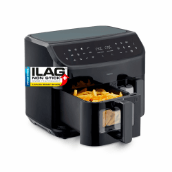 🔥 Angebot: MEDION P20 XXL Heißluftfritteuse mit 2 Kammern in Schwarz! 🍟