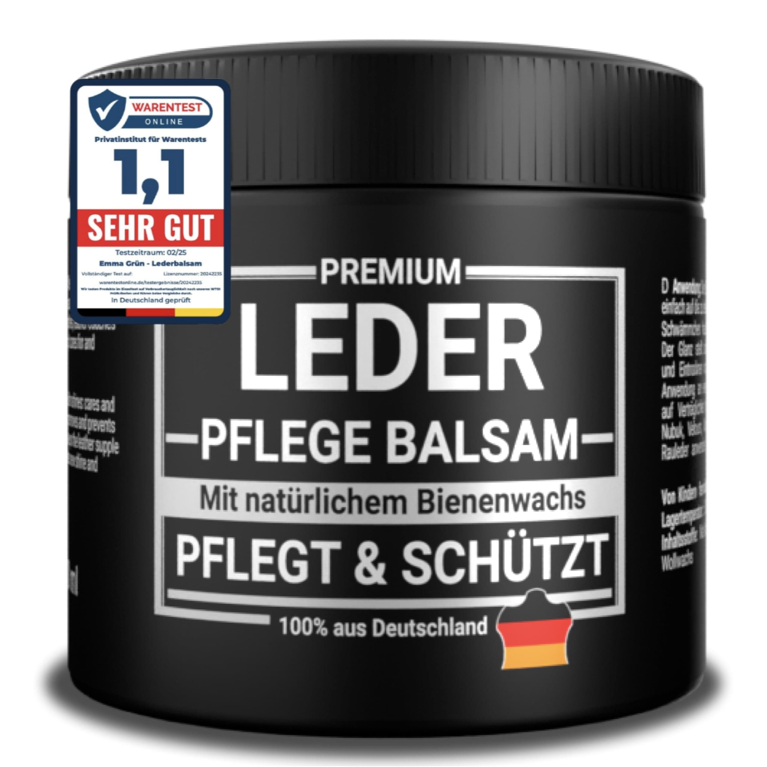 Emma Grün® Lederbalsam Lederfett Farblos 500ml [AUS BIENENWACHS] 🐝 - Lederpflege für Schuhe, Jacken, Taschen & Sattel