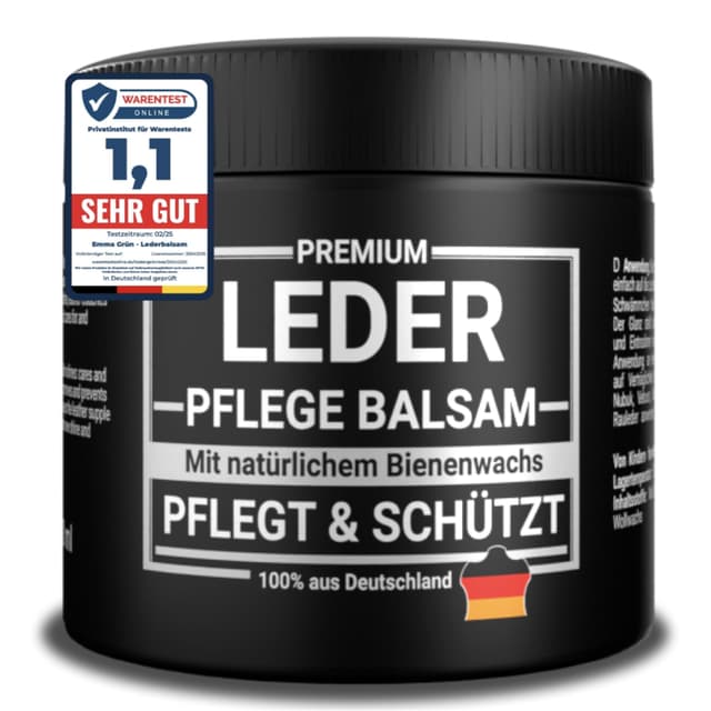 Emma Grün® Lederbalsam Lederfett Farblos 500ml [AUS BIENENWACHS] 🐝 - Lederpflege für Schuhe, Jacken, Taschen & Sattel