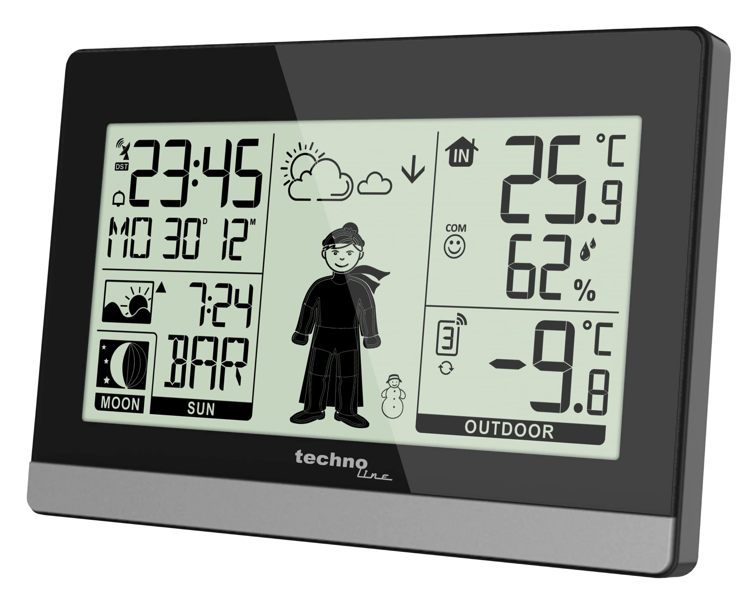 Technoline WS9612 moderne Wetterstation, schwarz ⛅🌡️🌙