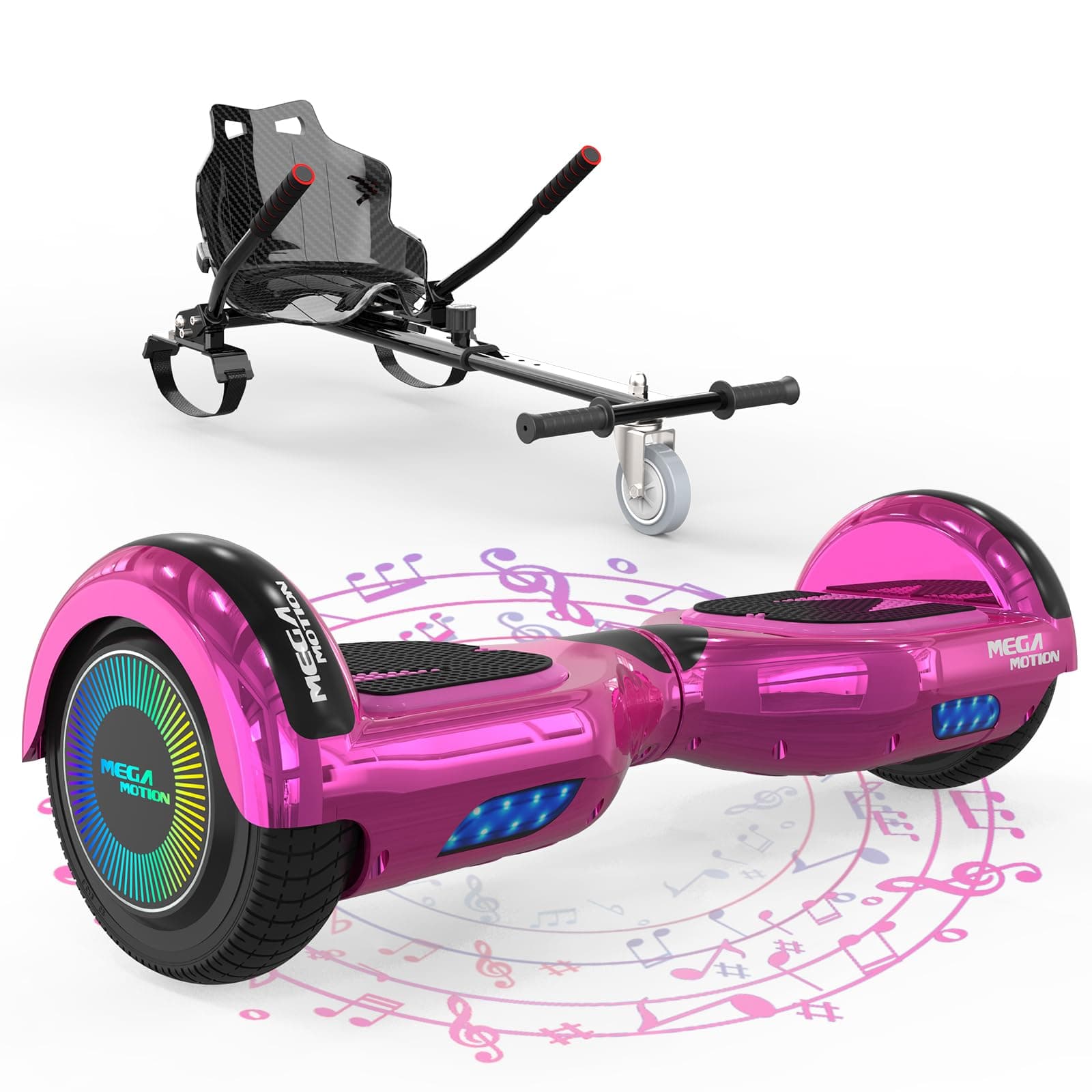 MEGA MOTION Hoverboards mit Hoverkart für Kinder, 6.5 Zoll Hoverboards mit Bluetooth Lautsprecher 🛴🎁