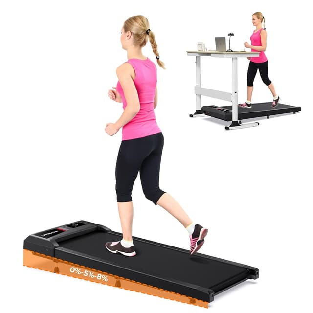 Laufband für Zuhause mit Neigung & Sicherheitsgriff, 2.5 PS Walking Pad, 2-8 km/h, 2 in 1 Under Desk Schreibtisch Treadmill für Zuhause & Büro