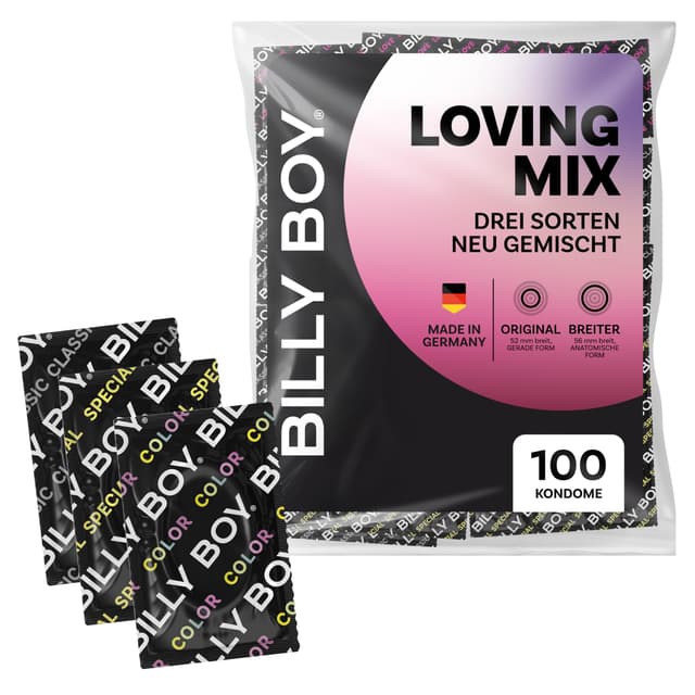🔥 BILLY BOY Loving Mix 100er Kondommix | 52 mm und 56 mm | Verschiedene Sorten gemischt | (1x100 Stück) 🔥
