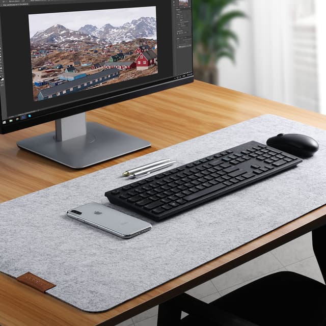 Schreibtischunterlage Filz | Rutschfester Desk Mat | Filz - Mauspad Groß | Office-Desktopschutz (hellgrau) 🖥️