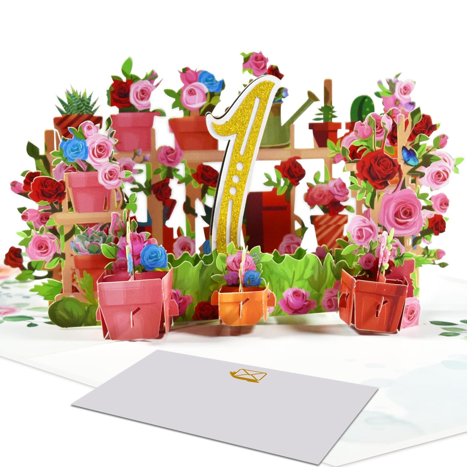 Elegante 3D Pop-Up Karte für 1. Hochzeitstag oder 1. Geburtstag 🌹🌺