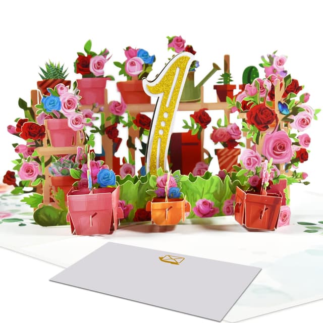 Elegante 3D Pop-Up Karte für 1. Hochzeitstag oder 1. Geburtstag 🌹🌺