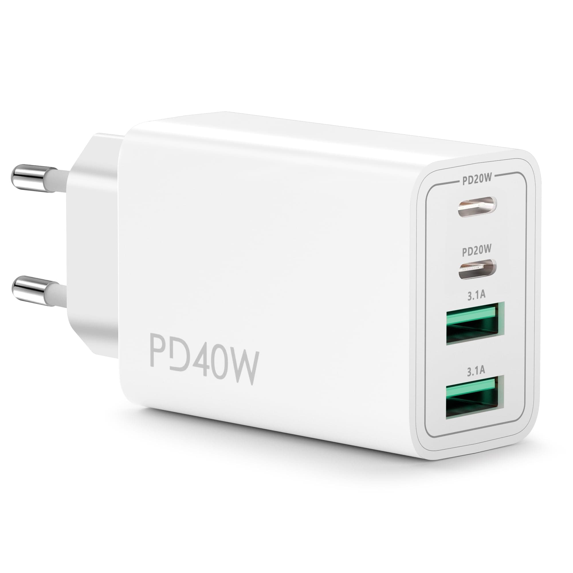🔋🔌 USB C Ladegerät, 40W 4 Ports Mehrfach Ladegerät mit USB-C und USB-A
