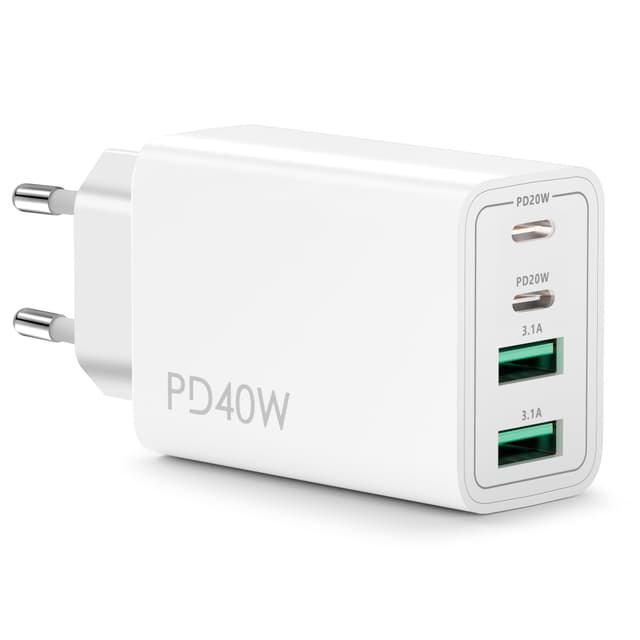 🔋🔌 USB C Ladegerät, 40W 4 Ports Mehrfach Ladegerät mit USB-C und USB-A