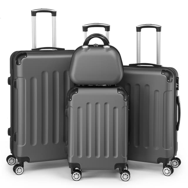 🧳🌟 LEADZM Kofferset 4-teilig: Reisekoffer Set mit Kosmetikkoffer und Eckenschutz