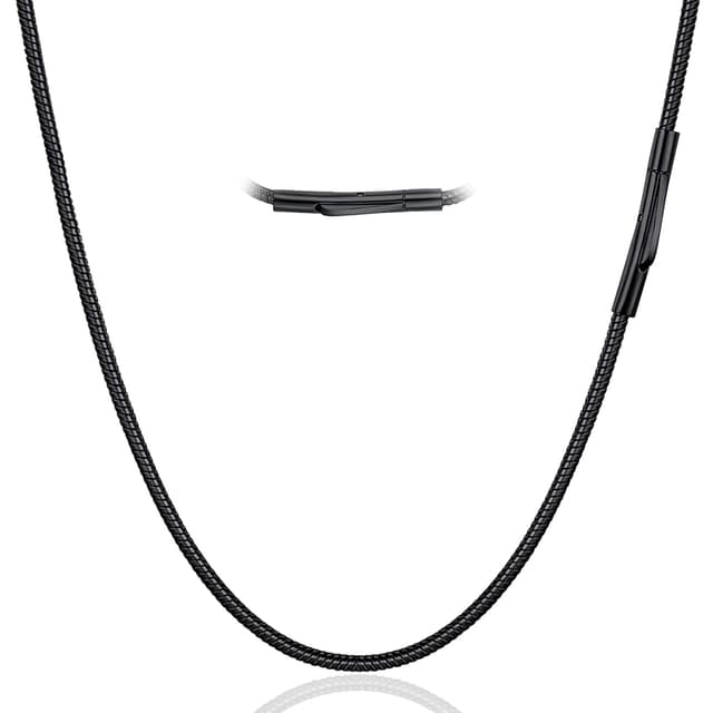 LOCCY Herren Damen Schlangenkette | Silber Schwarz Schlangenkette | 2mm | 71.0cm