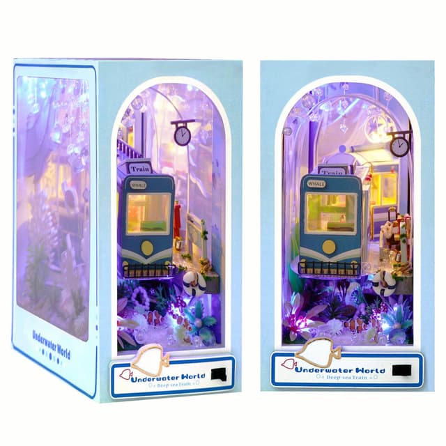 Cuteefun DIY Miniatur Haus Kit, DIY Book Nook Kit, Puppenhaus Miniatur mit Möbeln 🏠📚🎁 Unterwasserwelt