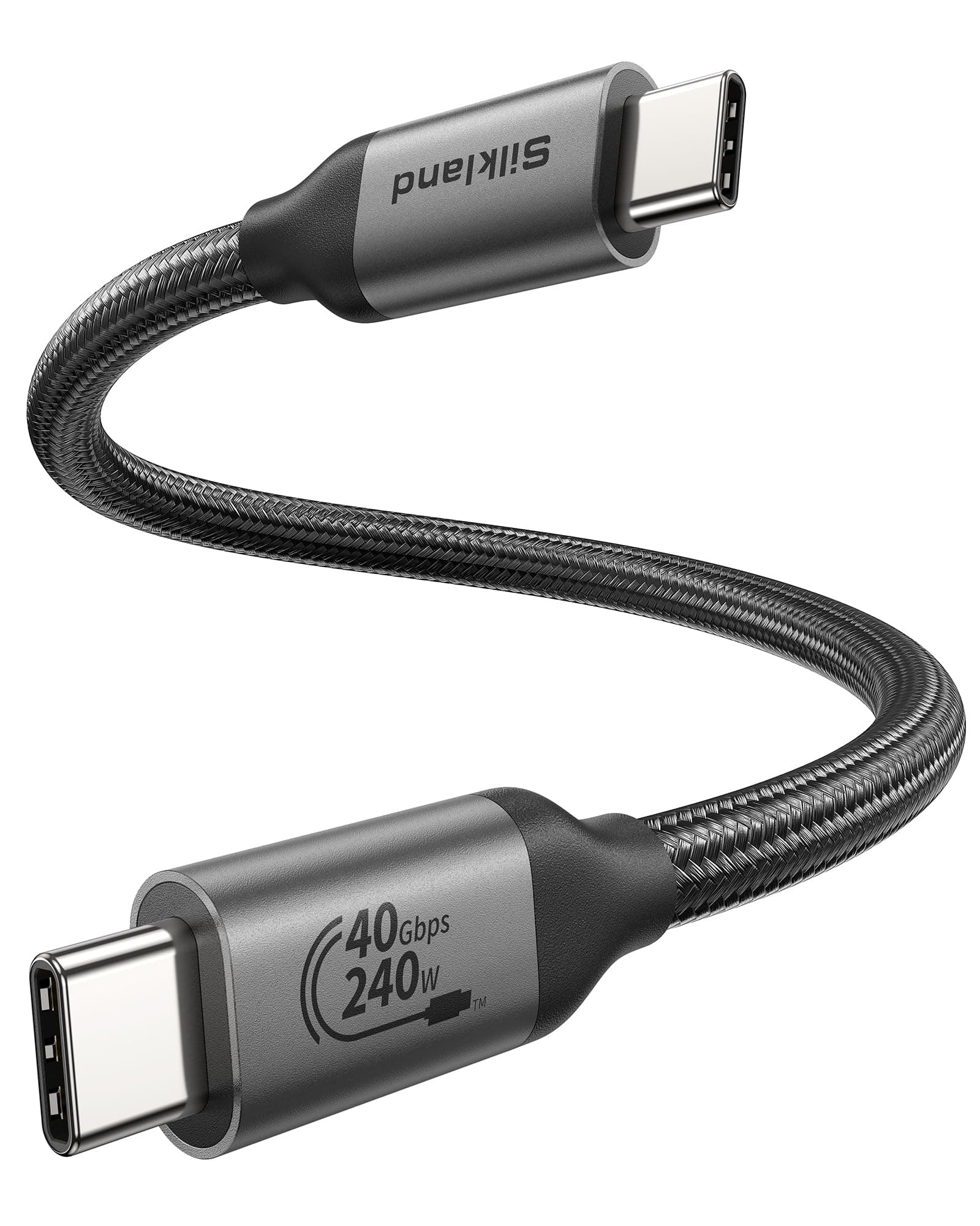 Silkland 40Gbps USB4 für Thunderbolt 4 Kabel 30CM, USBC Kabel 240W PD3.1 48V/5A, 8K@60Hz 4K@144Hz HDR USBC mit Thunderbolt 5 Kurz für Macbook, Android Auto, iPad, Dock, PSSD, iPhone 16/15, eGPU 0.3M