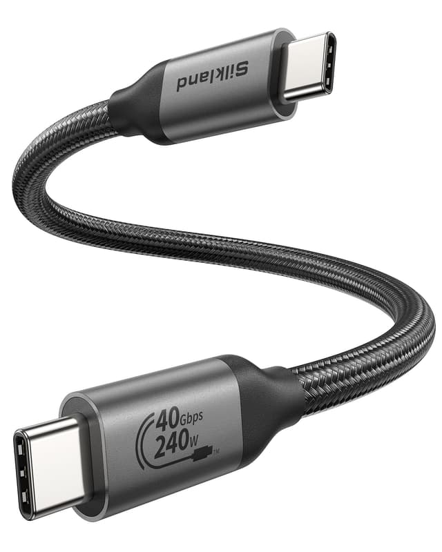 Silkland 40Gbps USB4 für Thunderbolt 4 Kabel 30CM, USBC Kabel 240W PD3.1 48V/5A, 8K@60Hz 4K@144Hz HDR USBC mit Thunderbolt 5 Kurz für Macbook, Android Auto, iPad, Dock, PSSD, iPhone 16/15, eGPU 0.3M