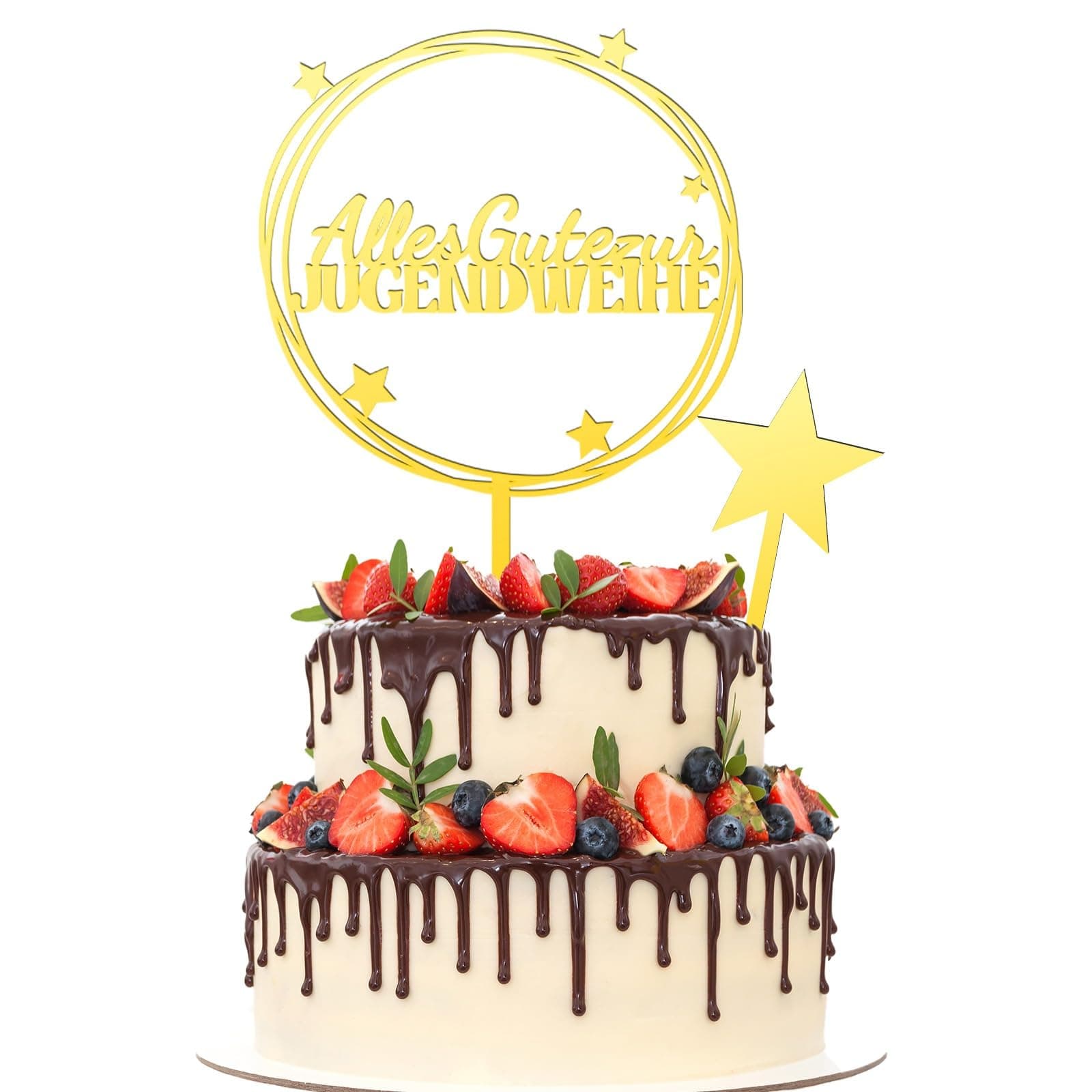 🎉 SANNIX Jugendweihe Tortendeko, 2 Stück Jugendweihe Cake Topper Gold Kuchen Deko 🎂